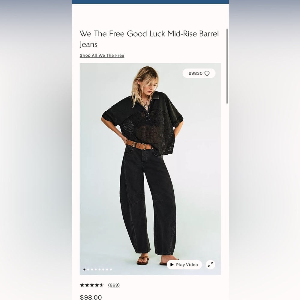 Free People We the Free Good Luck barrel jeans in black